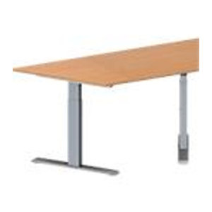 Schäfer Shop Genius Konferenztisch MODENA FLEX in Trapezform mit T-Fuß Rechteckrohr, Buche und alufarben, B: 160 cm, T: 80 cm, H: 65-85 cm