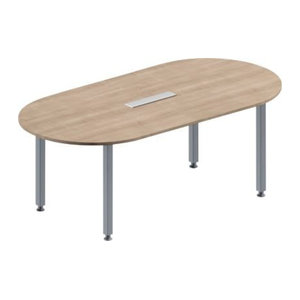 Schäfer Shop Genius Konferenztisch MODENA FLEX, oval, Eiche Dekor und weißalu, B: 200 cm, T: 100 cm, H: 72-84 cm