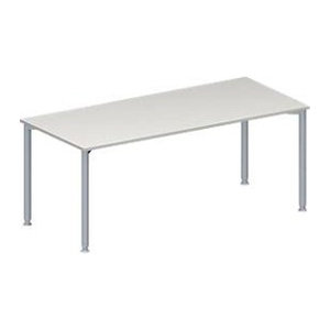 Schäfer Shop Genius Konferenztisch MODENA FLEX, Rechteck, 4-Fuß Rundrohr, B: 180 cm, T: 80 cm, H: 72-84 cm, lichtgrau/weißaluminium