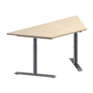 Schäfer Shop Genius Konferenztisch MODENA FLEX Trapez mit T-Fuß Rundrohr in Ahorn-Dekor und Alufarben, B: 160 cm, T: 80 cm, H: 65-85 cm