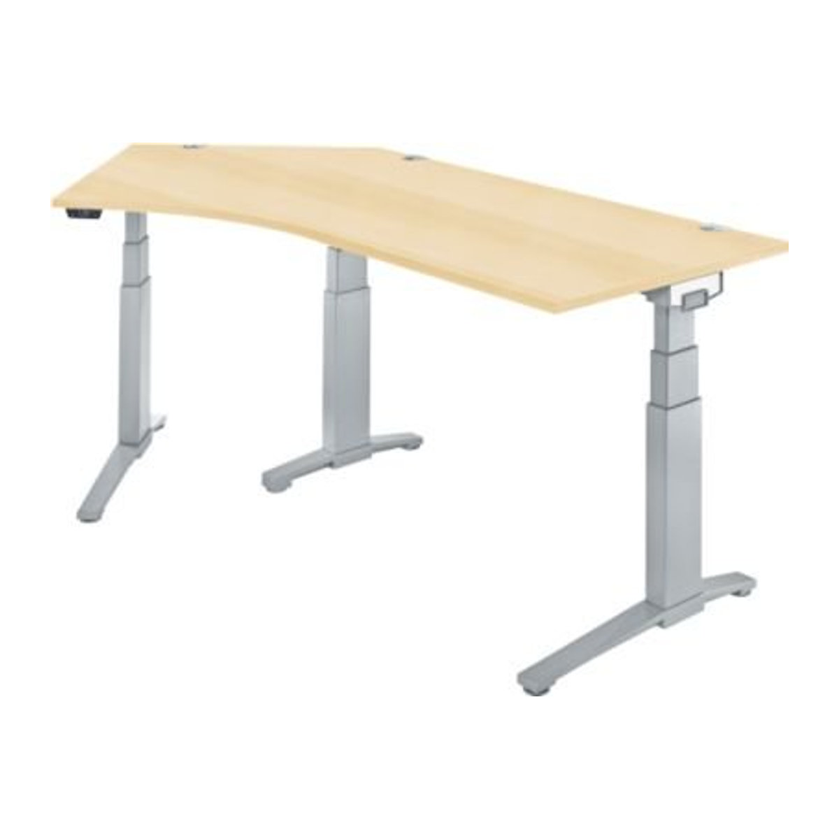Schäfer Shop Genius Schreibtisch ERGOSTYLE S, elektrisch höhenverstellbar, 135°, C-Fuß, Ahorn/weißaluminium, B: 216,5 cm, T: 80 cm, H: 64,5-130,5 cm - Bild 1