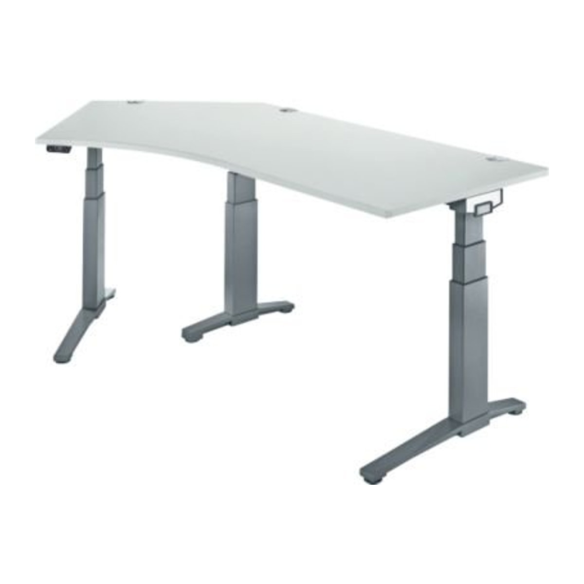 Schäfer Shop Genius Schreibtisch ERGOSTYLE S elektrisch höhenverstellbar 135 Grad C-Fuß mit Memory Master lichtgrau/anthrazit B: 216,5 cm, T: 80 cm, H: 64,5-130,5 cm - Bild 1