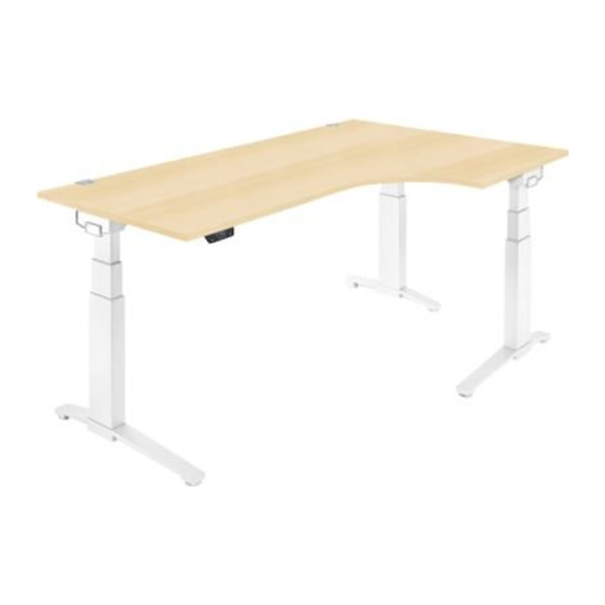 Schäfer Shop Genius Schreibtisch ERGOSTYLE S elektrisch höhenverstellbar mit C-Fuß und Memory Master, Ahorn/weiß, B/T/H: 200 x 80 x 64,5-130,5 cm - Bild 1