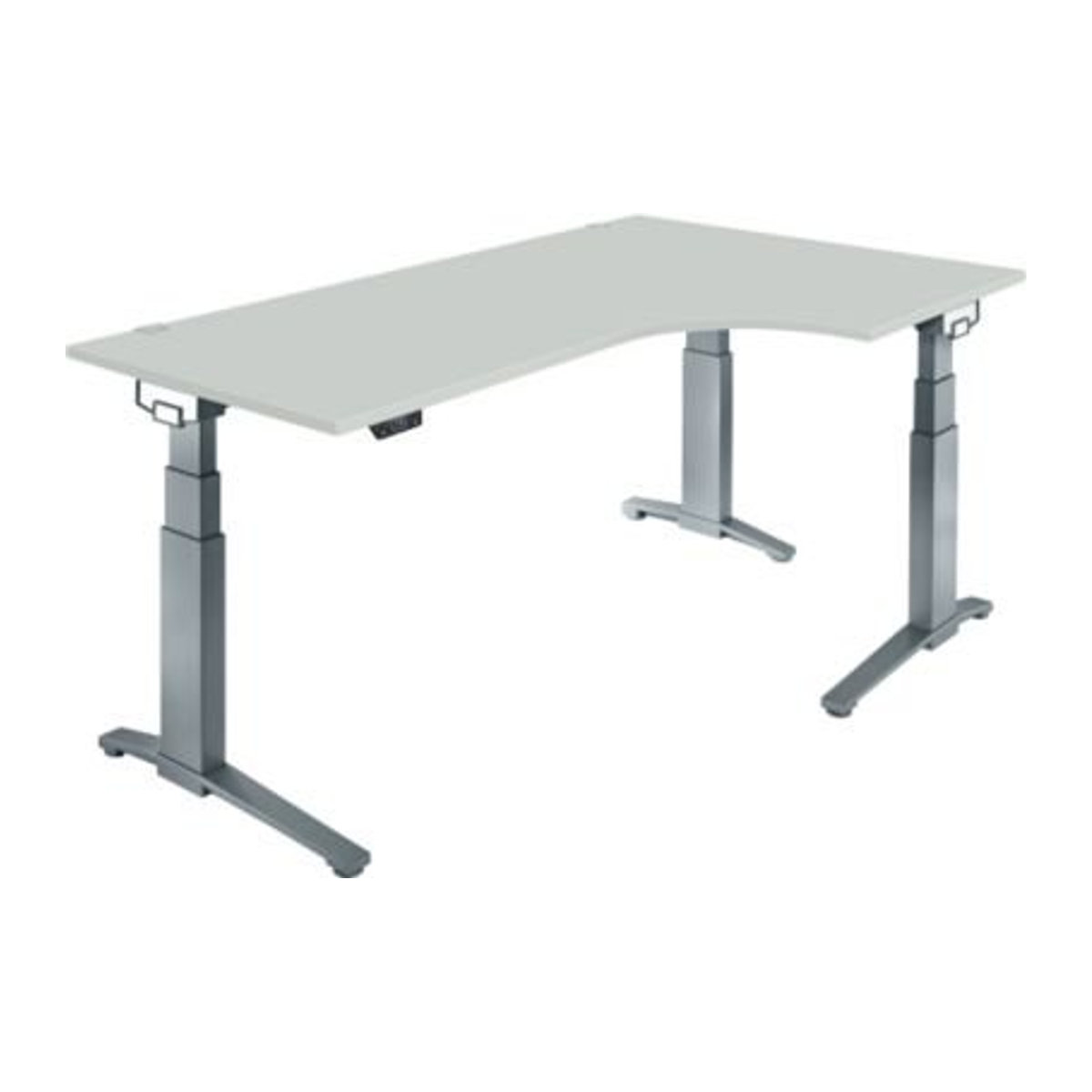 Schäfer Shop Genius Schreibtisch ERGOSTYLE S elektrisch höhenverstellbar mit C-Fuß und Memory Master, lichtgrau/anthrazit, B: 200 cm, T: 80 cm, H: 64,5-130,5 cm - Bild 1