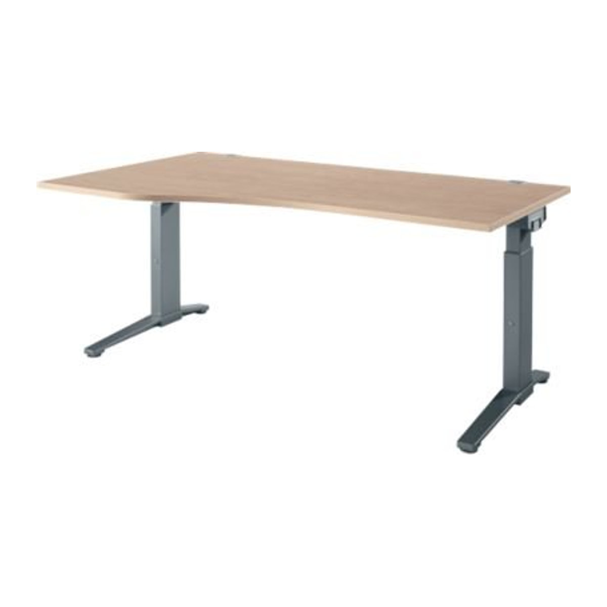 Schäfer Shop Genius Schreibtisch ERGOSTYLE S, manuell höhenverstellbar, Rechteck, C-Fuß, Ansatz links, Farbe: eiche/anthrazit, B: 180 cm, T: 80-100 cm, H: 67,5-89,5 cm - Bild 1