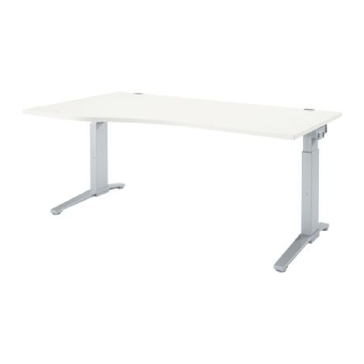 Schäfer Shop Genius Schreibtisch ERGOSTYLE S manuell höhenverstellbar Rechteck C-Fuß Ansatz links Weiß/Weißaluminium B/T/H: 180 x 80/100 x 67,5-89,5 cm - Bild 1