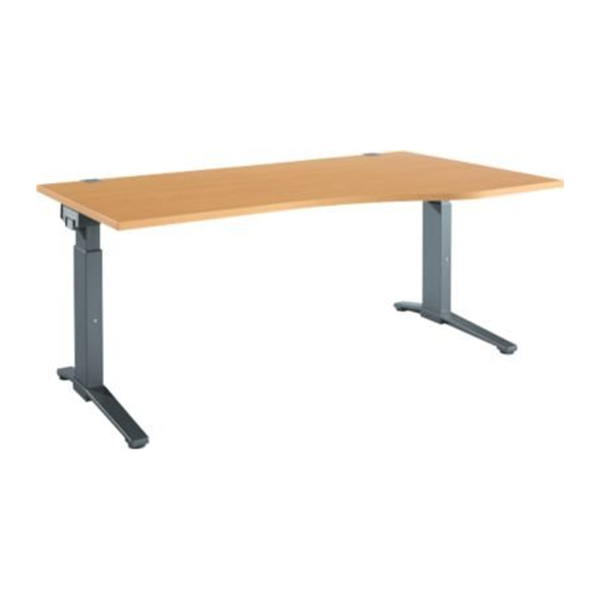Schäfer Shop Genius Schreibtisch ERGOSTYLE S, manuell höhenverstellbar, Rechteck, C-Fuß, Ansatz rechts, B/T/H: 180 x 80/100 x 67,5-89,5 cm, Buche/anthrazitgrau - Bild 1