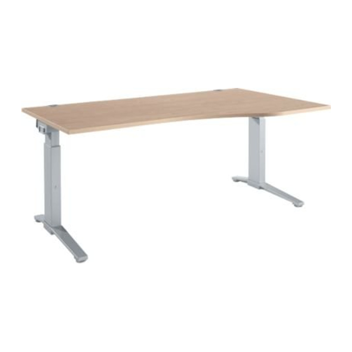Schäfer Shop Genius Schreibtisch ERGOSTYLE S manuell höhenverstellbar Rechteck C-Fuß Ansatz rechts Farbe eiche/weißaluminium B/T/H: 180 x 80/100 x 67,5-89,5 cm - Bild 1