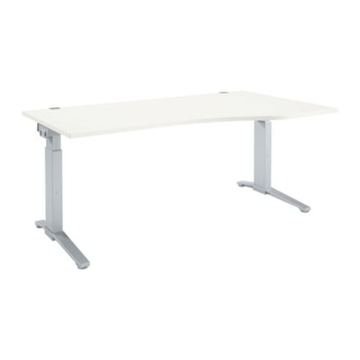 Schäfer Shop Genius Schreibtisch ERGOSTYLE S manuell höhenverstellbar Rechteck C-Fuß Ansatz rechts Weiß/Weißaluminium B: 180 cm, T: 80-100 cm, H: 67,5-89,5 cm - Bild 1
