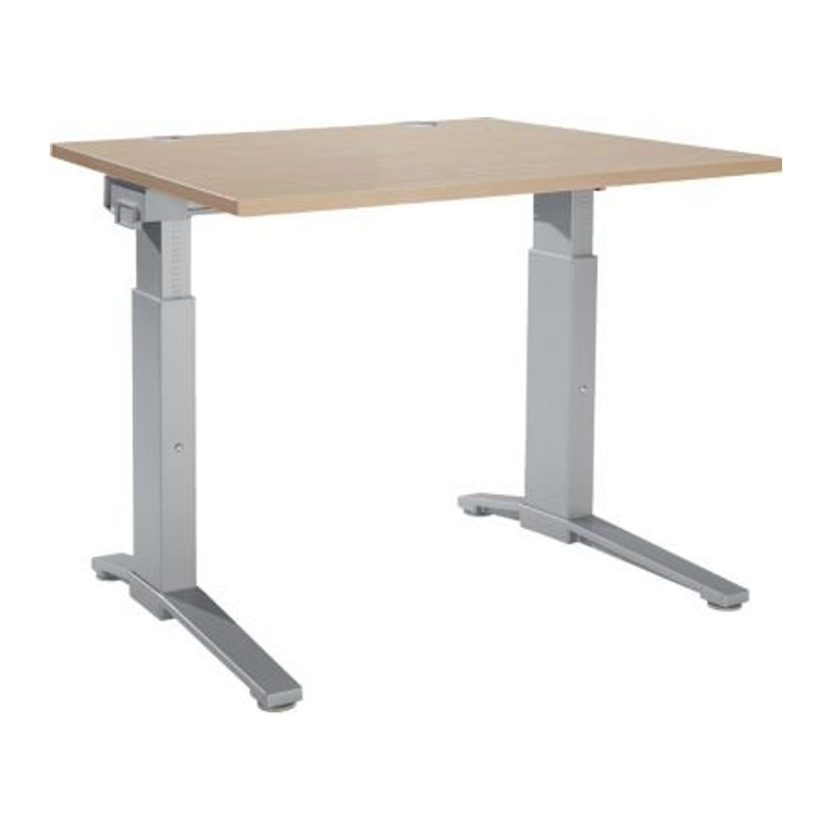 Schäfer Shop Genius Schreibtisch ERGOSTYLE S, manuell höhenverstellbar, Rechteck, C-Fuß, B/T/H: 120 x 80 x 67,5-89,5 cm, eiche/weißaluminium - Bild 1