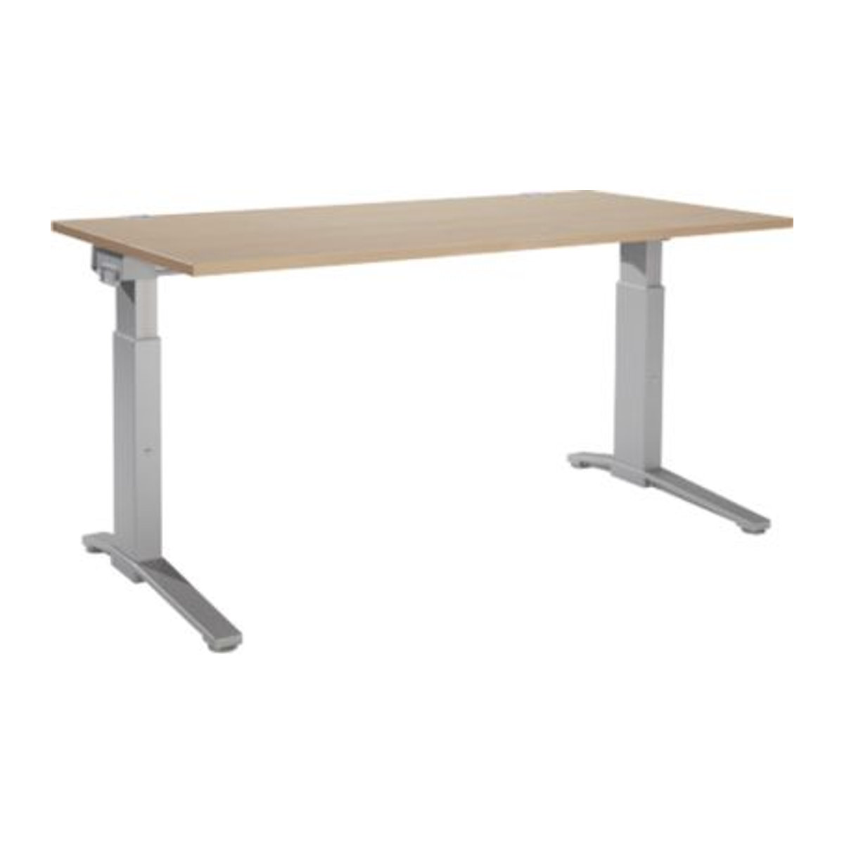 Schäfer Shop Genius Schreibtisch ERGOSTYLE S, manuell höhenverstellbar, Rechteck, C-Fuß, B/T/H: 160 x 80 x 67,5-89,5 cm, eiche/weißaluminium - Bild 1