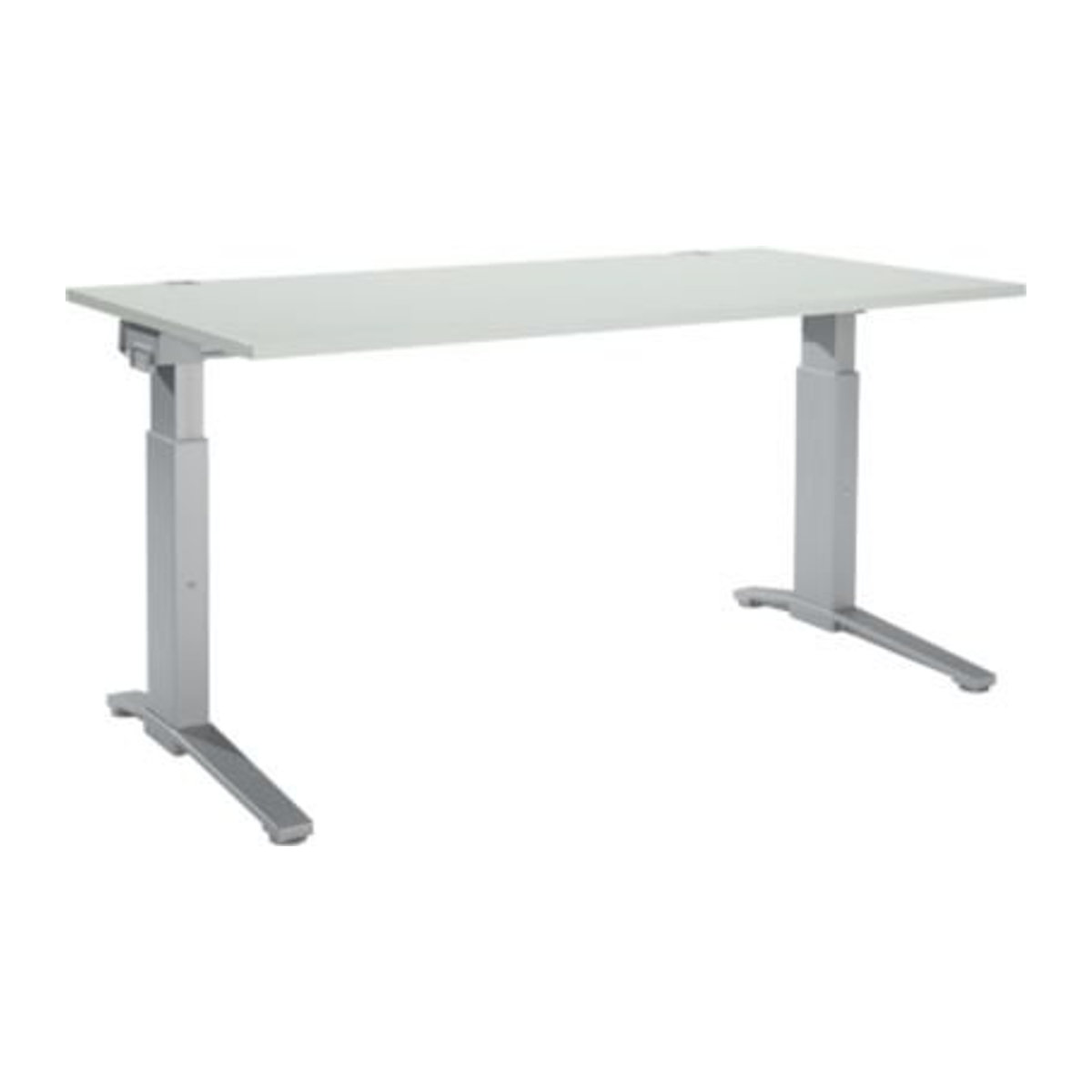 Schäfer Shop Genius Schreibtisch ERGOSTYLE S manuell höhenverstellbar Rechteck C-Fuß B/T/H: 160 x 80 x 67,5-89,5 cm lichtgrau/weißaluminium - Bild 1