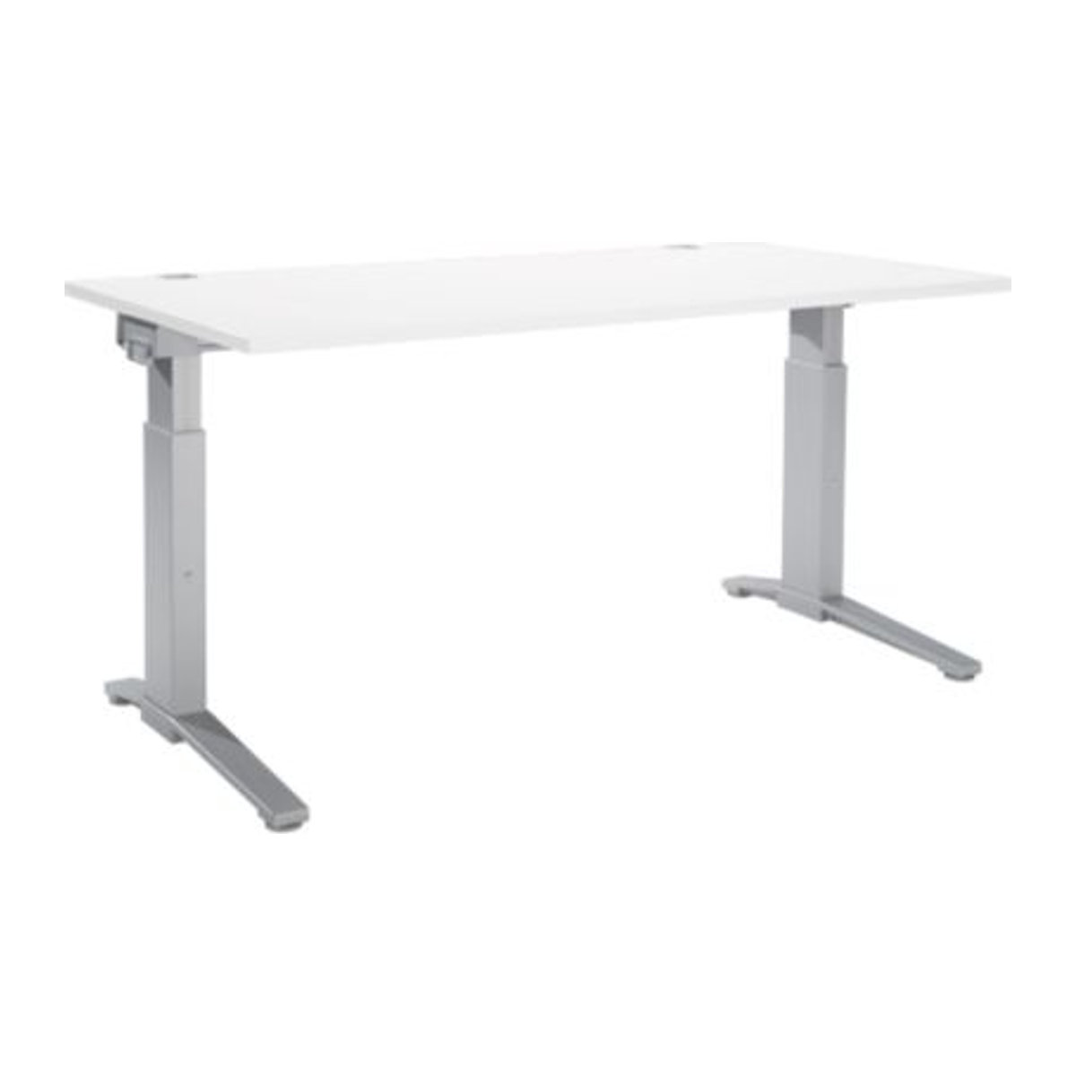Schäfer Shop Genius Schreibtisch ERGOSTYLE S, manuell höhenverstellbar, Rechteck, C-Fuß, B/T/H: 160 x 80 x 67,5-89,5 cm, weiß/weißaluminium - Bild 1