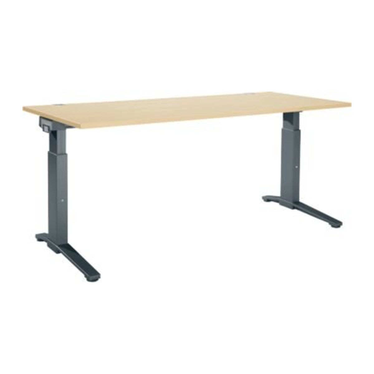 Schäfer Shop Genius Schreibtisch ERGOSTYLE S, manuell höhenverstellbar, Rechteck, C-Fuß, B/T/H: 180 x 80 x 67,5-89,5 cm, ahorn/anthrazit - Bild 1