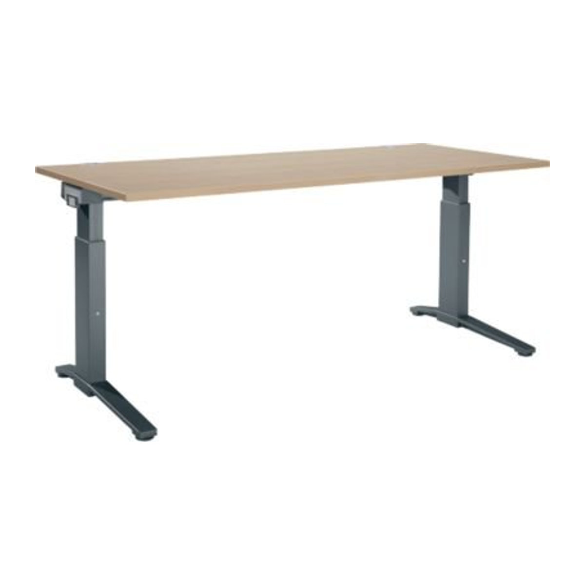 Schäfer Shop Genius Schreibtisch ERGOSTYLE S, manuell höhenverstellbar, Rechteck, C-Fuß, B/T/H: 180 x 80 x 67,5-89,5 cm, eiche/anthrazit - Bild 1