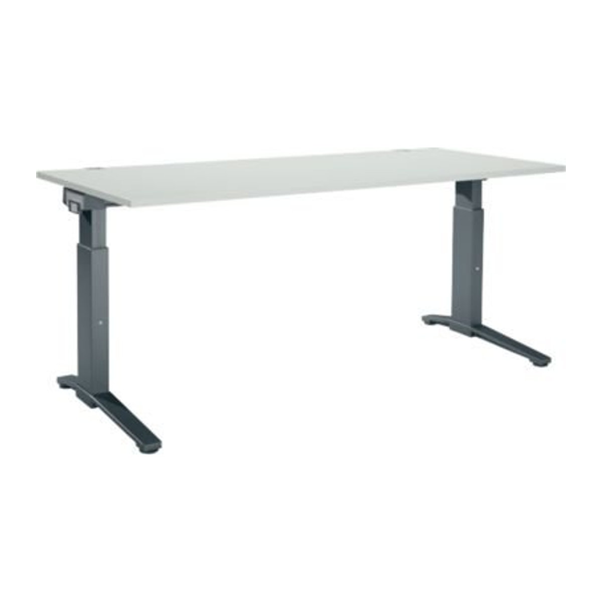 Schäfer Shop Genius Schreibtisch ERGOSTYLE S, manuell höhenverstellbar, Rechteck, C-Fuß, B/T/H: 180 x 80 x 67,5-89,5 cm, lichtgrau/anthrazit - Bild 1