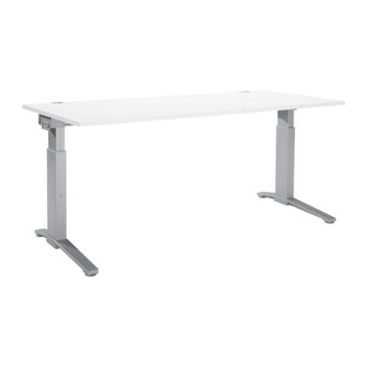 Schäfer Shop Genius Schreibtisch ERGOSTYLE S, manuell höhenverstellbar, Rechteck, C-Fuß, B/T/H: 180 x 80 x 67,5-89,5 cm, weiß/weißaluminium - Bild 1