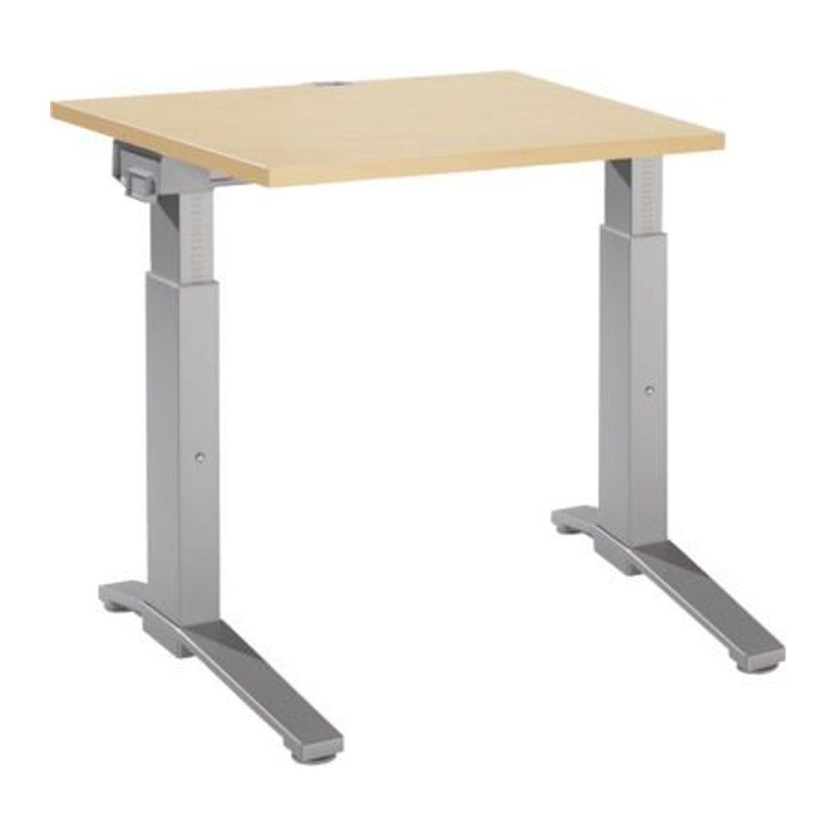 Schäfer Shop Genius Schreibtisch ERGOSTYLE S, manuell höhenverstellbar, Rechteck, C-Fuß, B/T/H: 80 x 80 x 67,5-89,5 cm, Ahorn/Weißaluminium - Bild 1