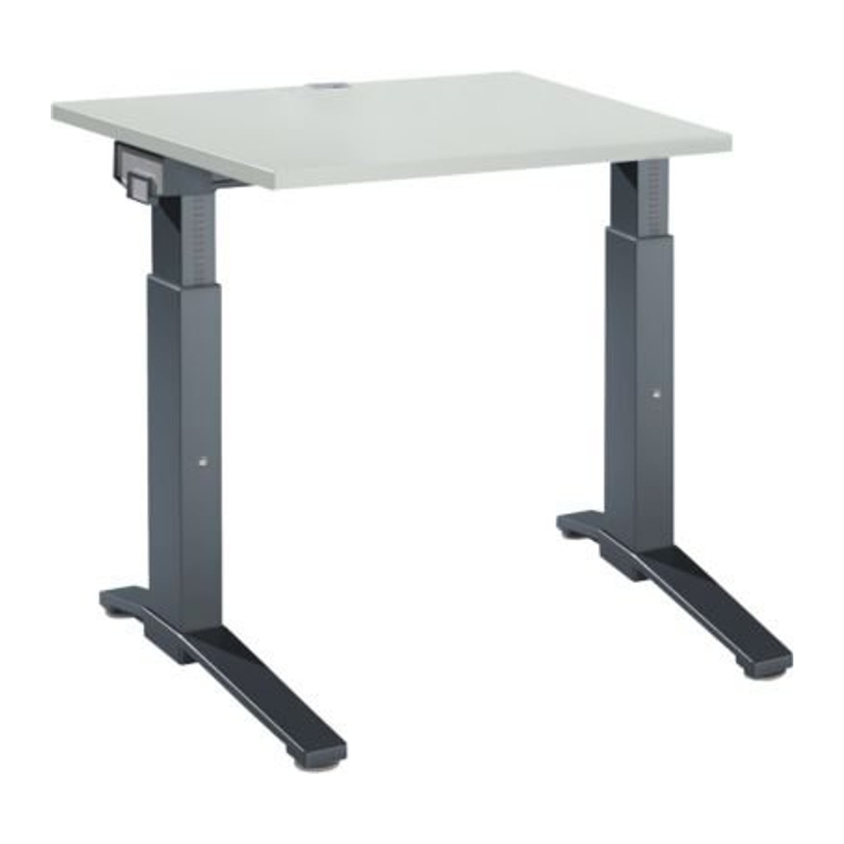 Schäfer Shop Genius Schreibtisch ERGOSTYLE S, manuell höhenverstellbar, Rechteck, C-Fuß, B/T/H: 80 x 80 x 67,5-89,5 cm, lichtgrau/anthrazit - Bild 1