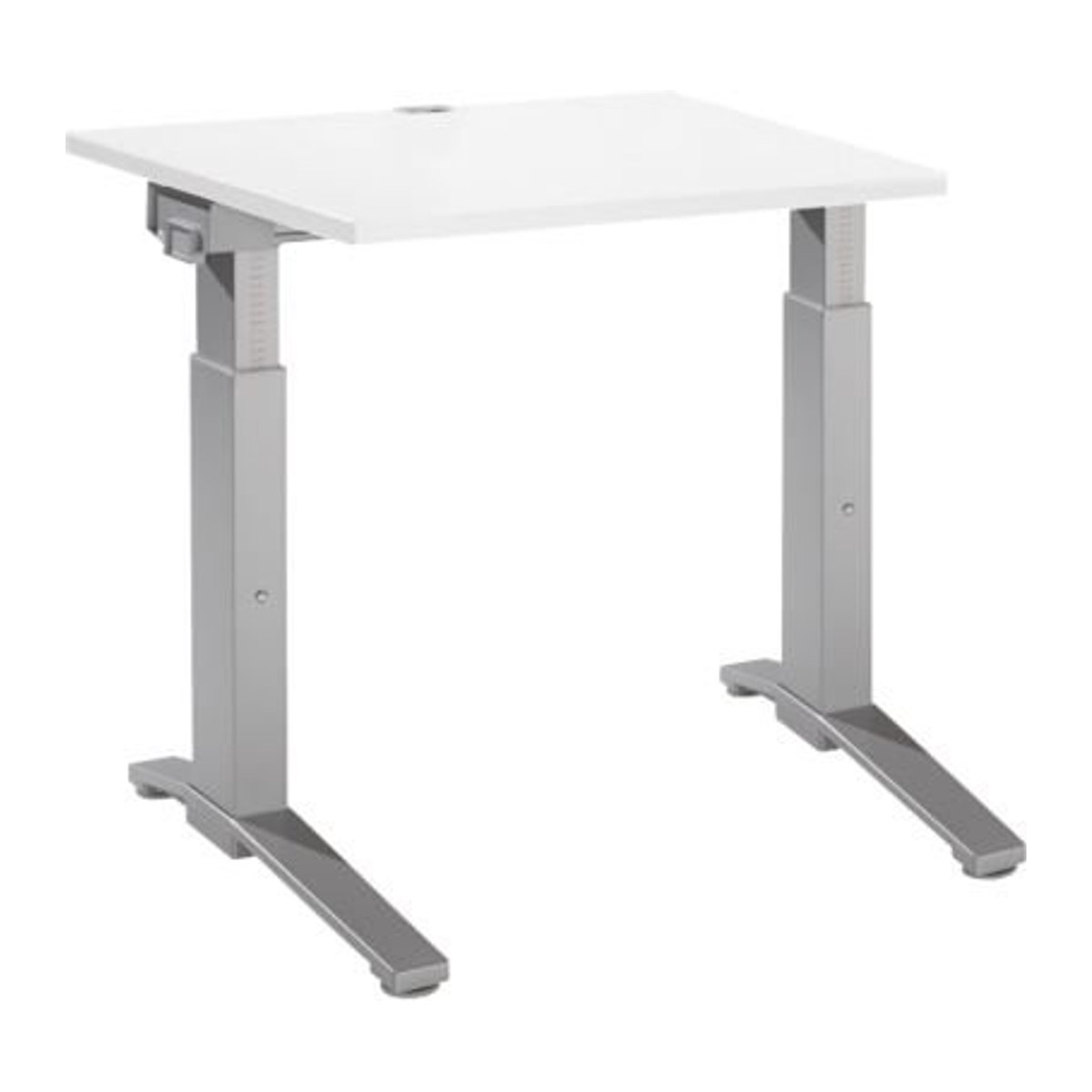 Schäfer Shop Genius Schreibtisch ERGOSTYLE S, manuell höhenverstellbar, Rechteck, C-Fuß, B/T/H: 80 x 80 x 67,5-89,5 cm, weiß/weißaluminium - Bild 1