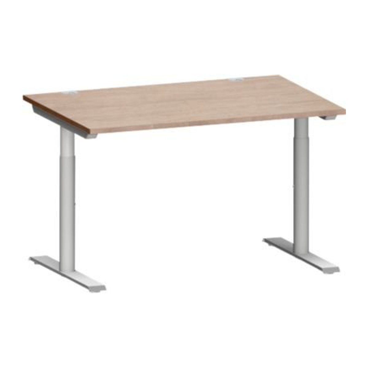 Schäfer Shop Genius Schreibtisch MODENA FLEX mit T-Fuß-Rundrohr in Eiche-Dekor und Weißalu, Breite: 120 cm, Tiefe: 80 cm - Bild 1