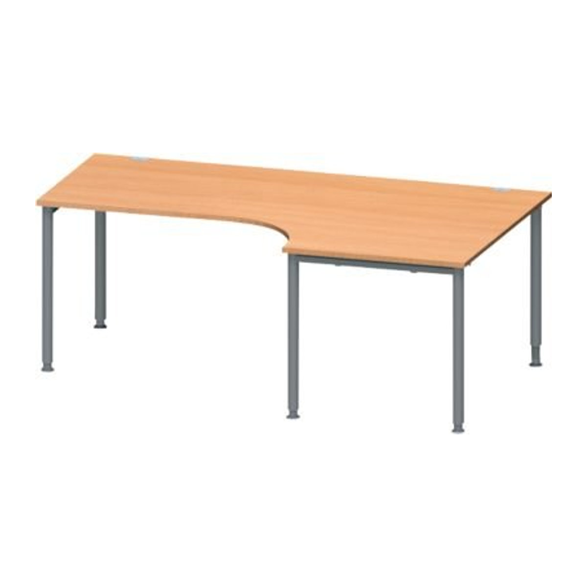 Schäfer Shop Genius Winkelschreibtisch MODENA FLEX 90 Grad mit Ansatz rechts in Buche und Anthrazit, Breite: 200 cm - Bild 1