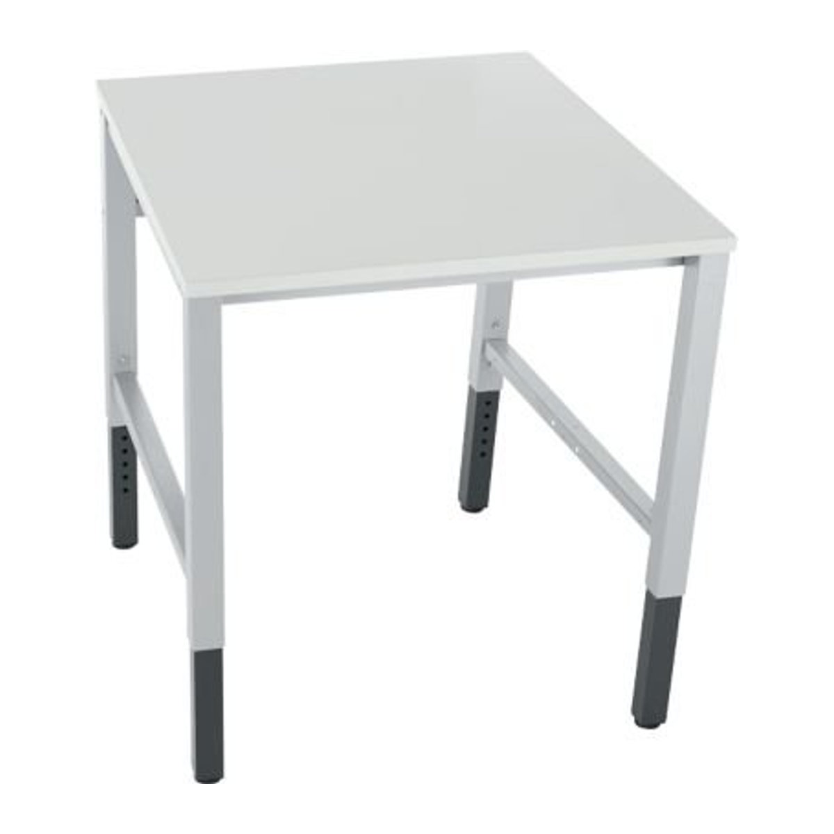 Schäfer Shop Pure Arbeitstisch AST31, manuell höhenverstellbar, Melaminplatte, 4-Fuß, bis 500 kg, B/T/H: 75 x 80 x 80-103 cm, weißaluminium/lichtgrau - Bild 1