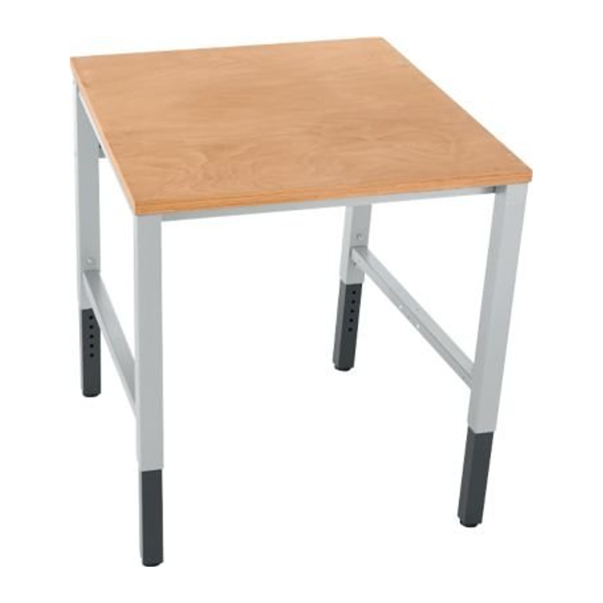 Schäfer Shop Pure Arbeitstisch AST31 manuell höhenverstellbar mit Multiplex-Platte, 4-Fuß, bis 500 kg, weißaluminium/Buche, B/T/H: 75 x 80 x 80,5-103,5 cm - Bild 1