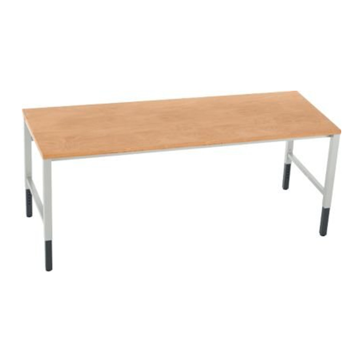 Schäfer Shop Pure Arbeitstisch AST31, manuell höhenverstellbar, Multiplex-Platte, 4-Fuß, bis 500 kg, B/T/H: 200 x 80 x 80,5-103,5 cm, lichtgrau/Buche - Bild 1