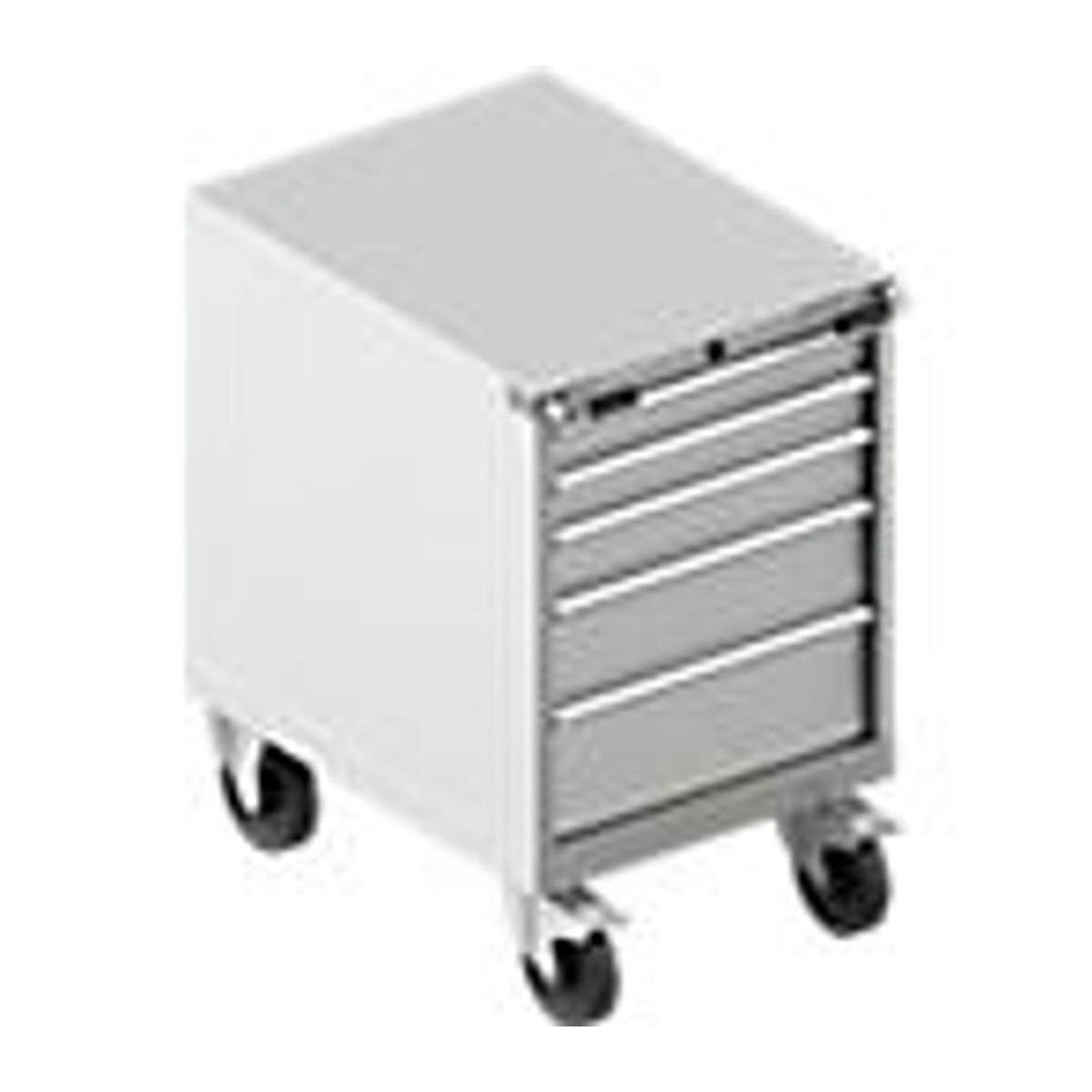 Schäfer Shop Rollcontainer aus Stahl mit 5 Schubladen, B 71,7 cm x T 57,2 cm x H 92 cm, Grau/Blau - Bild 2