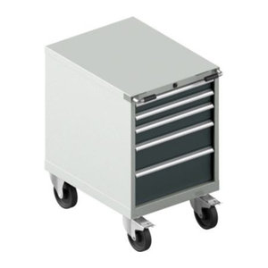 Schäfer Shop Select Rollcontainer Schubladenschrank aus Stahl mit 5 Schubladen, B: 56,4 cm, T: 72,5 cm, H: 92 cm, Grau/Anthrazit