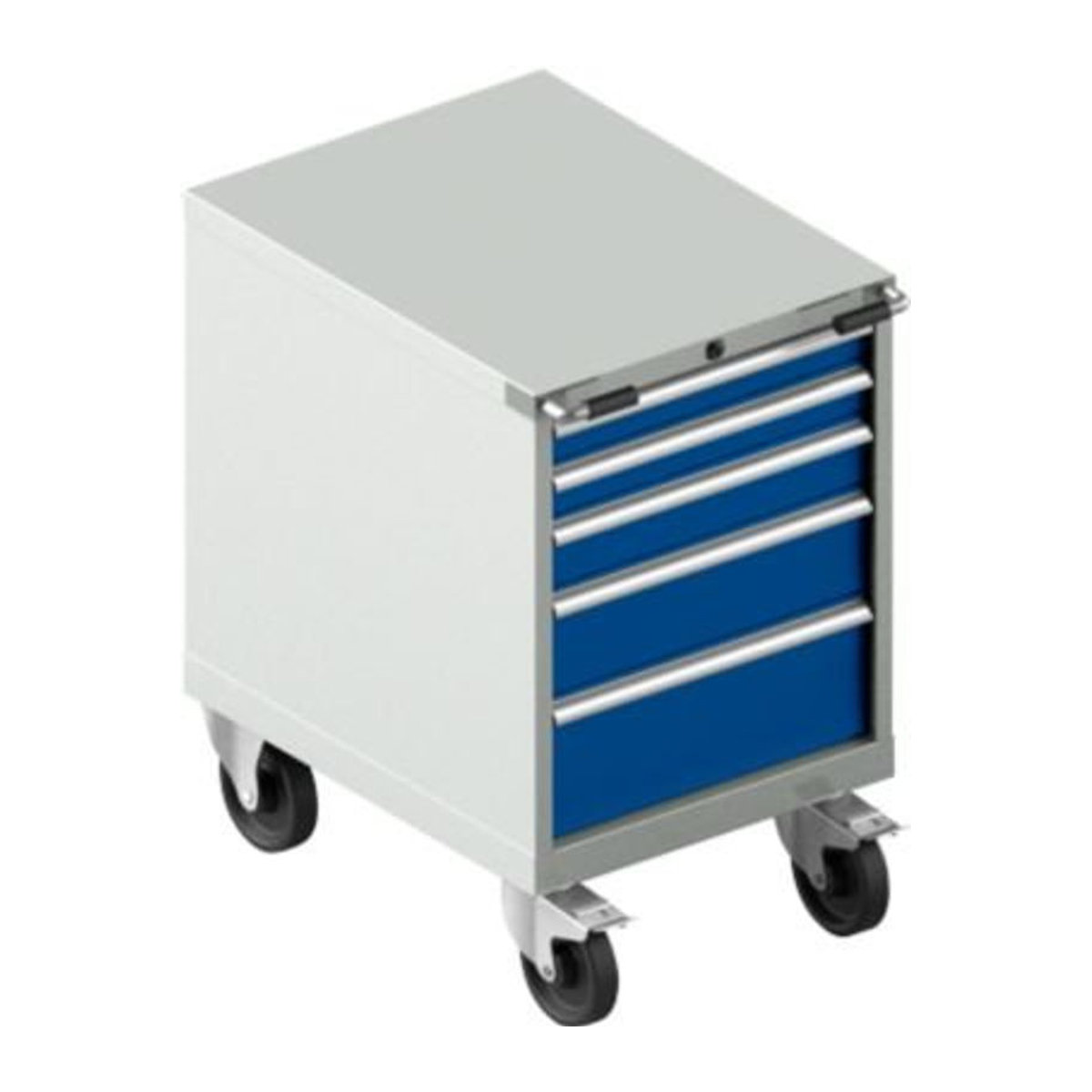 Schäfer Shop Select Rollcontainer Schubladenschrank WSK 27-36 mit 5 Schubladen aus Stahl, B: 56,4 cm, T: 72,5 cm, H: 92 cm, grau/blau - Bild 1