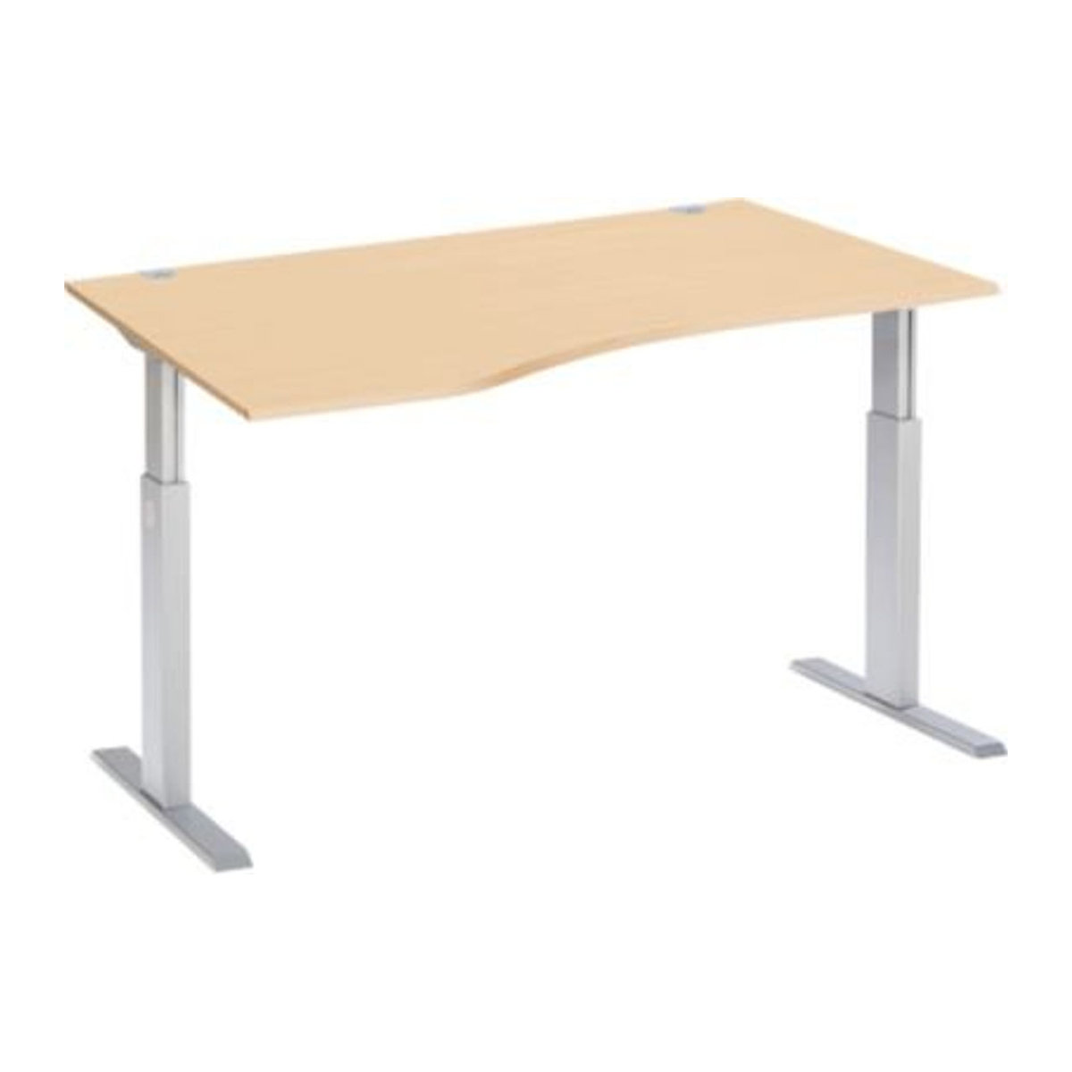 Schäfer Shop Select Schreibtisch ERGO-T elektrisch höhenverstellbar Freiform mit T-Fuß in Ahorn-Dekor und Alufarben B: 180 cm, H: 72,5-118,5 cm - Bild 1