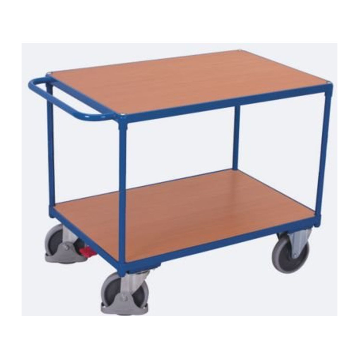 Schäfer Shop Select Tischwagen aus Stahl und Holzwerkstoff mit 2 Etagen in Enzianblau und Buche-Dekor, B: 800 cm, L: 1200 cm, Traglast bis 500 kg - Bild 2