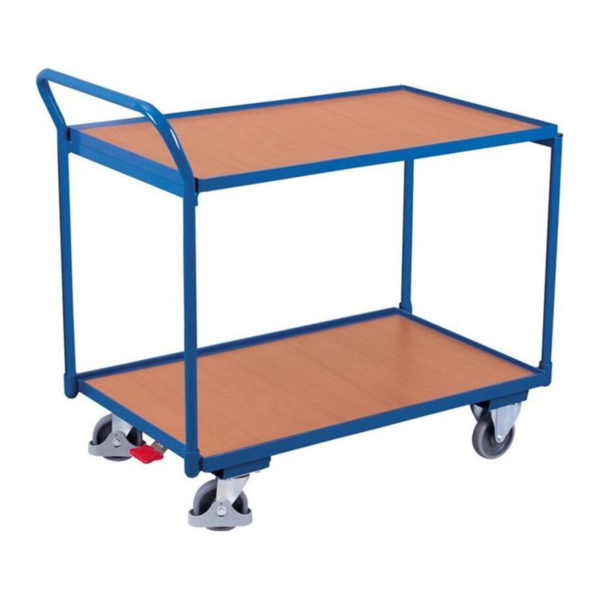 Schäfer Shop Select Tischwagen Variofit aus Stahl und MDF mit 2 Etagen in Enzianblau und Buche-Dekor, Traglast bis 250 kg, B: 605 mm x L: 985 mm - Bild 1