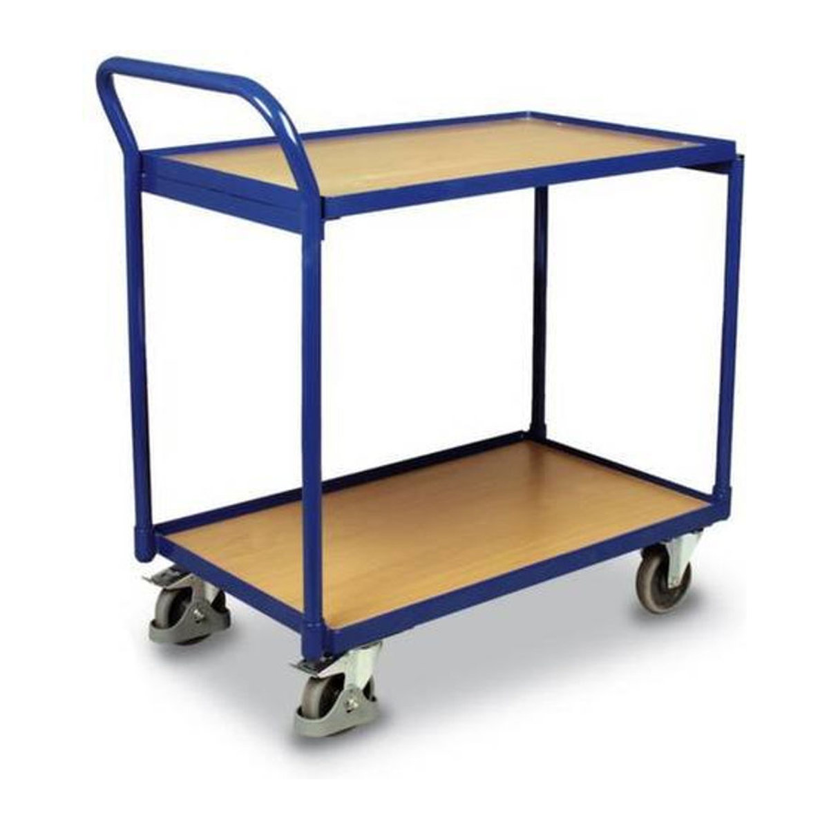 Schäfer Shop Select Tischwagen Variofit aus Stahl und MDF mit 2 Etagen in Enzianblau und Buche-Dekor, Traglast bis 250 kg, B: 605 mm x L: 985 mm - Bild 2