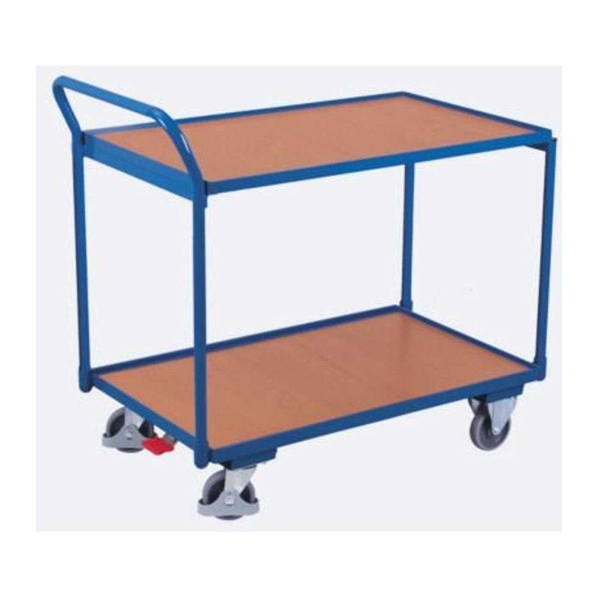 Schäfer Shop Select Tischwagen Variofit aus Stahl und MDF mit 2 Etagen in Enzianblau und Buche-Dekor, Traglast bis 250 kg, B: 605 mm x L: 985 mm - Bild 3