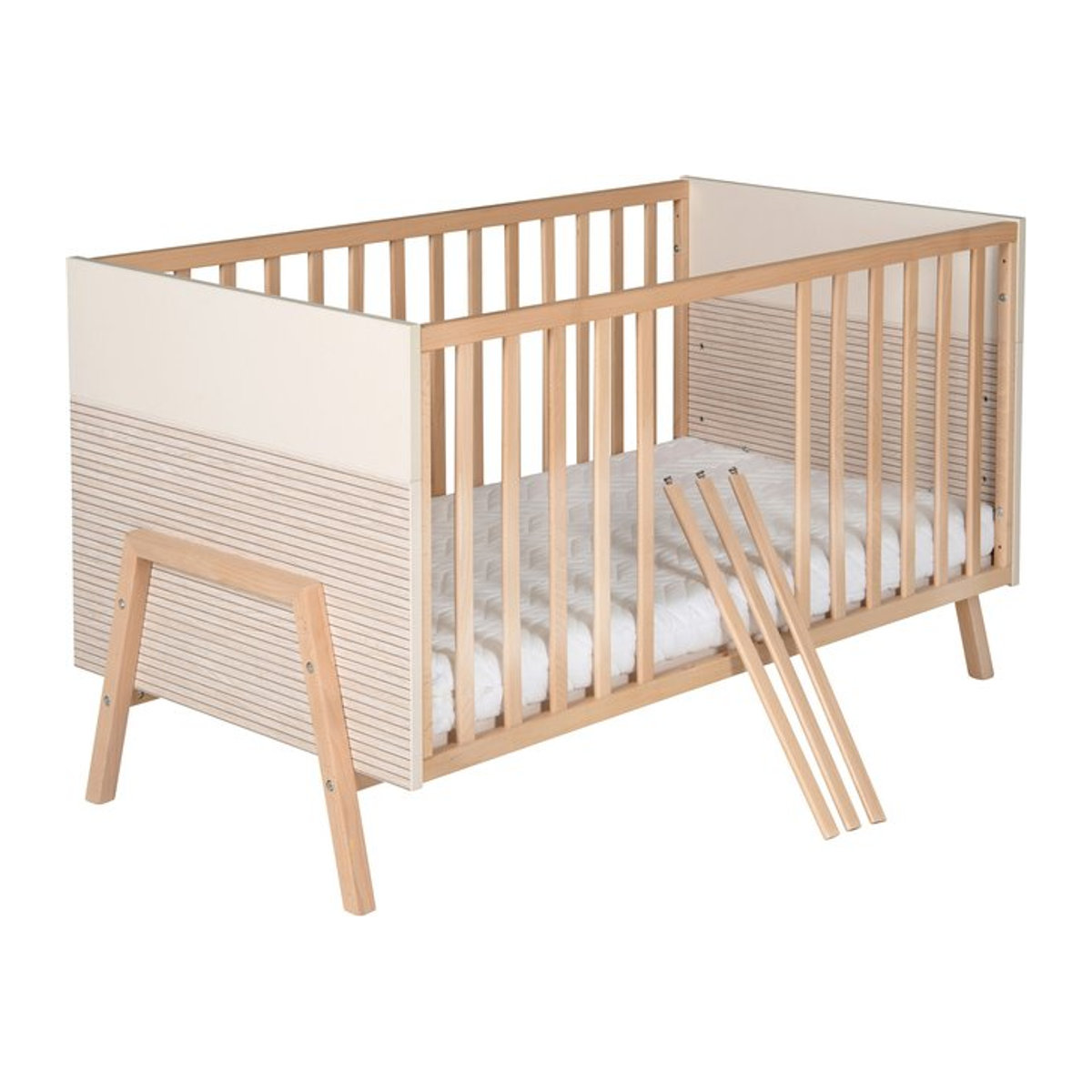Schardt Babybett Happy aus Buche Massivholz in Natur/Beige, B/T/H: 70 x 140 x 86,5 cm - Bild 1