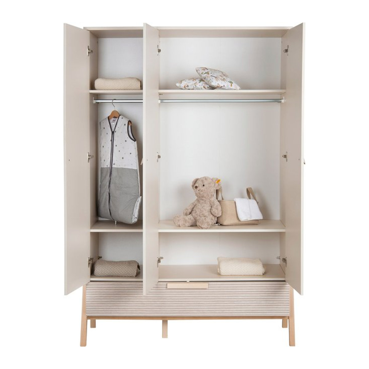 Schardt Kleiderschrank Happy 3-türig in Beige und Natur mit Drehtüren - Bild 1
