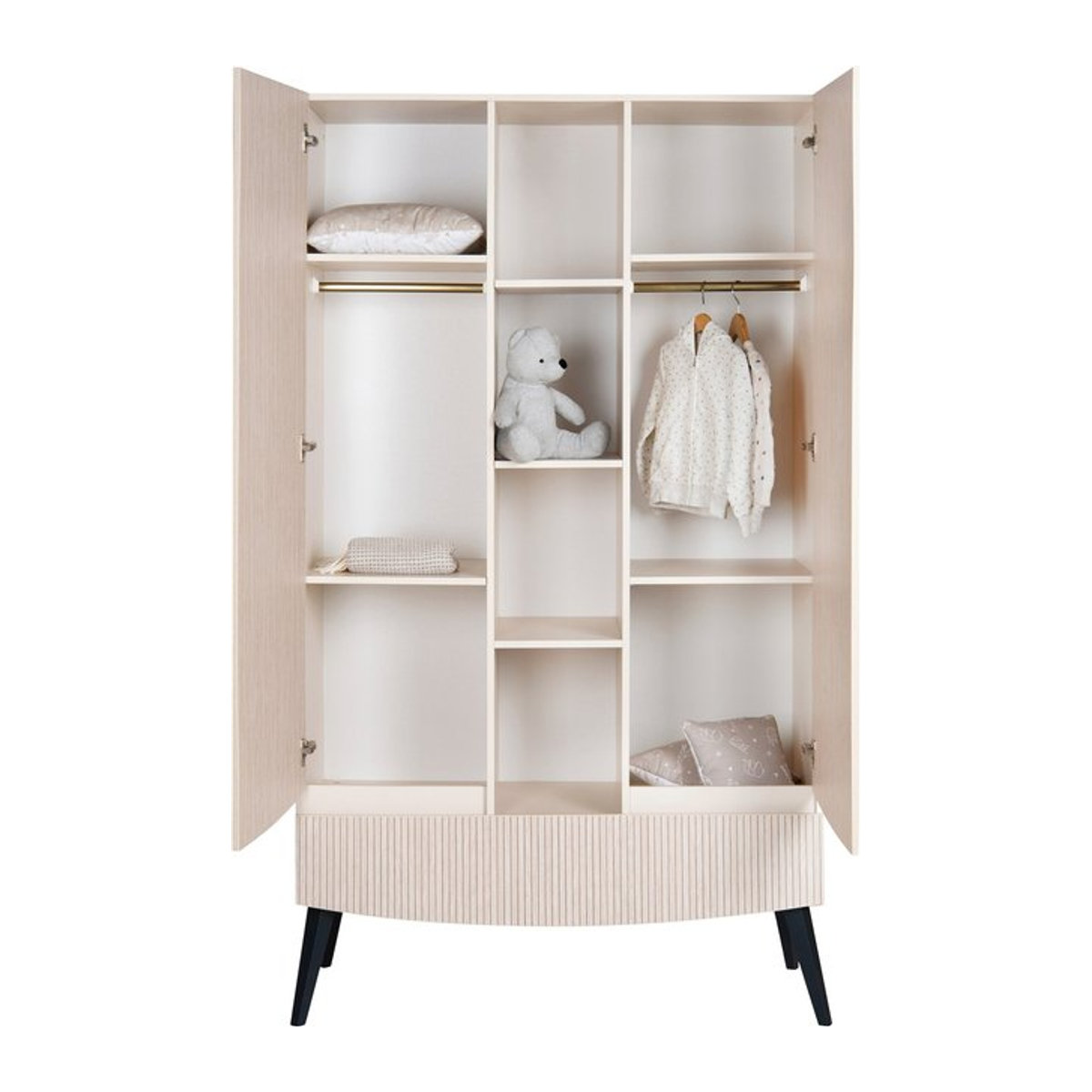 Schardt Kleiderschrank Smile 2-türig in Anthrazit und Beige mit Buche-Optik, B/T/H: 110 x 53 x 194 cm - Bild 1