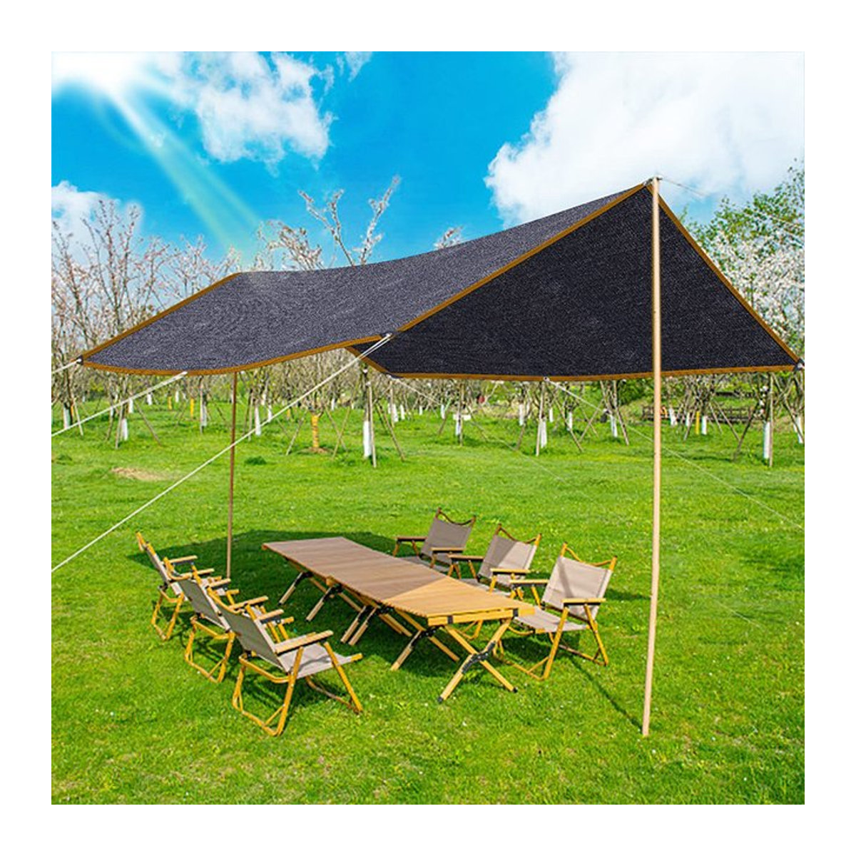 Schattiernetz aus Mesh in Schwarz als Sonnenschutz für Balkon, Garten, Camping und Gazebo - Bild 1