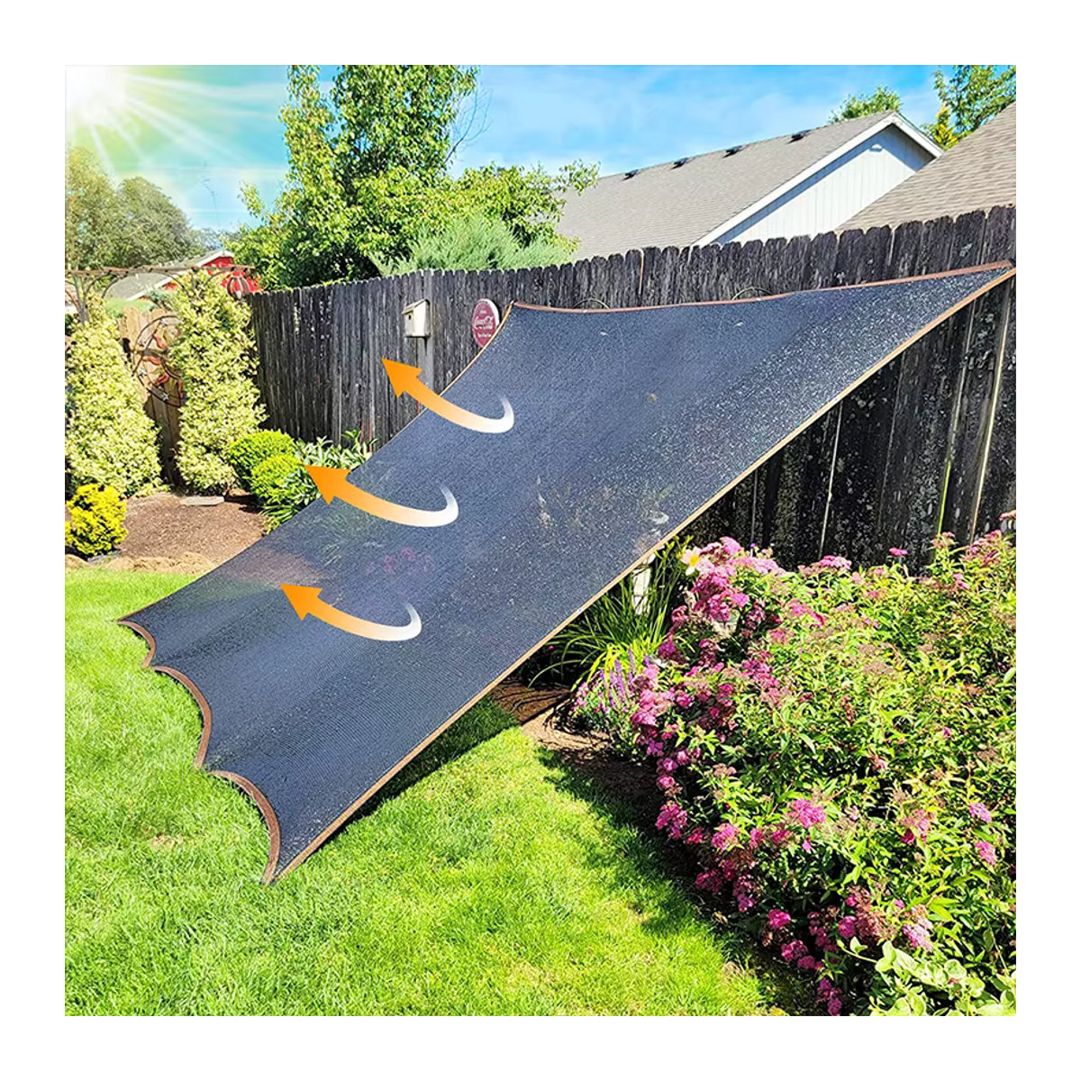Schattiernetz aus Mesh in Schwarz als Sonnenschutz für Balkon, Garten, Camping und Gazebo - Bild 2