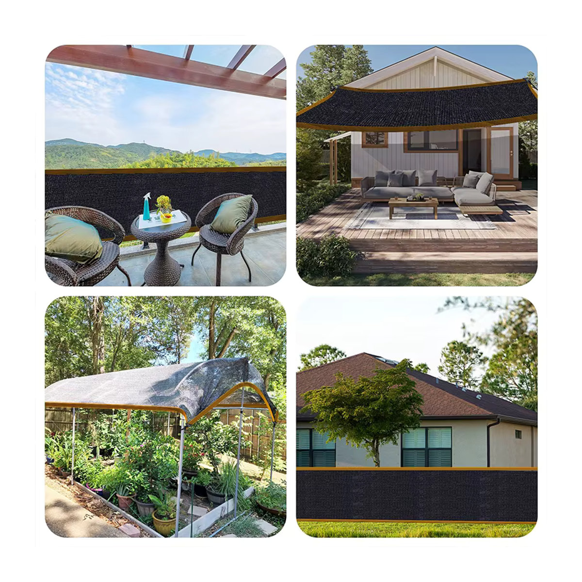 Schattiernetz aus Mesh in Schwarz als Sonnenschutz für Balkon, Garten, Camping und Gazebo - Bild 3