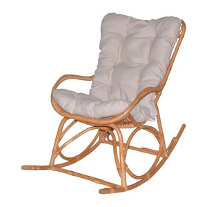 Schaukelstuhl Chris von Möbel direkt aus Rattan mit Auflage in Beige