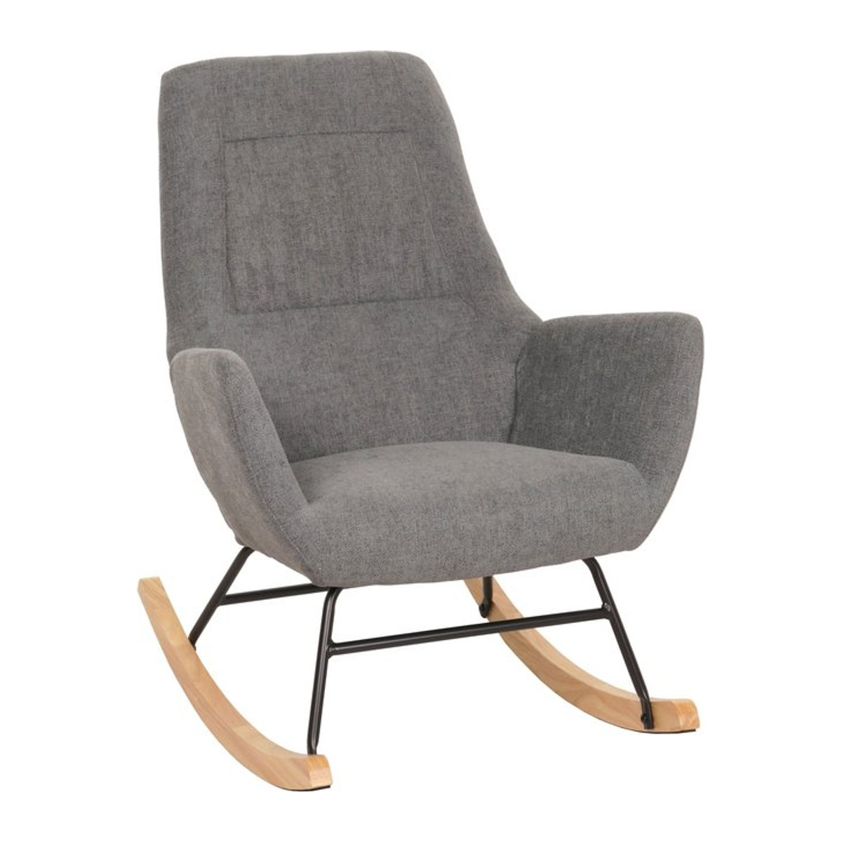 Schaukelstuhl MCW-N13 Relaxsessel aus Massivholz und Metall in Grau - Bild 1