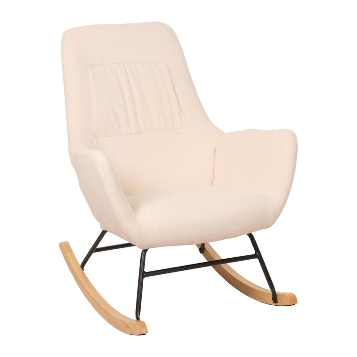 Schaukelstuhl MCW Relaxsessel aus Massivholz und Metall in Creme - Bild 1