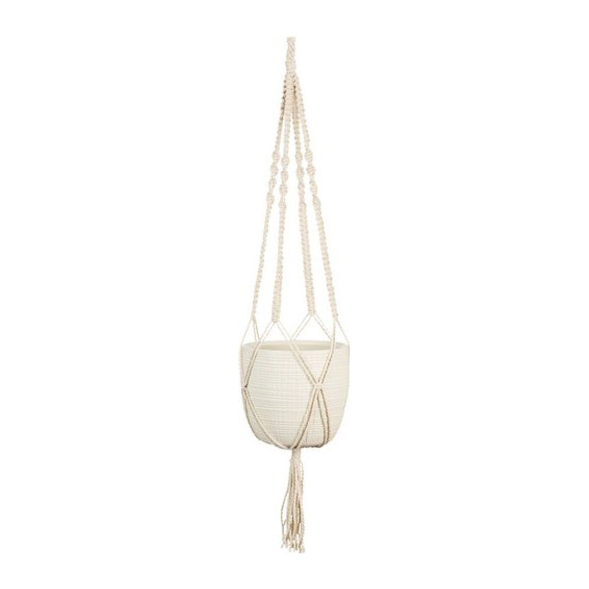 SCHEURICH Blumenampel CORTEZA SKY in Keramik und Textil, Farbe: creme beige, Durchmesser: 15,6 cm, Höhe: 14 cm - Bild 1
