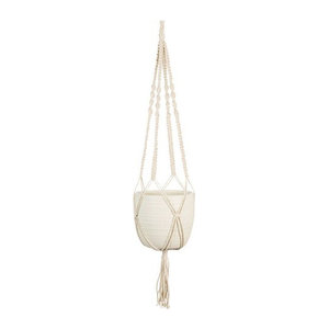 SCHEURICH Blumenampel CORTEZA SKY in Keramik und Textil, Farbe: creme beige, Durchmesser: 15,6 cm, Höhe: 14 cm