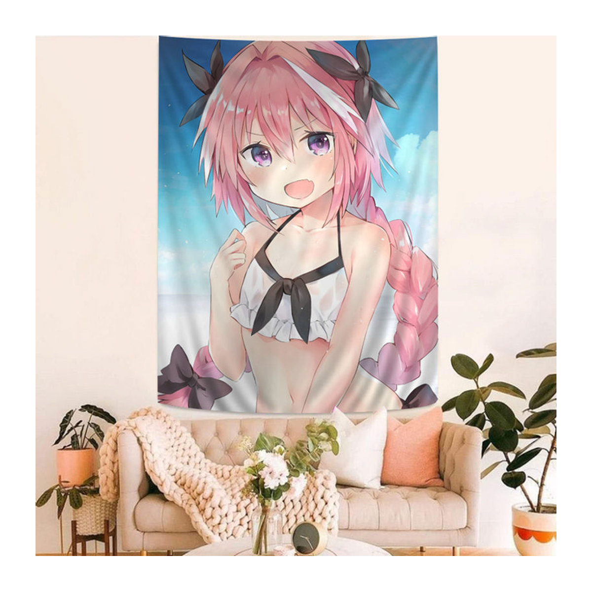 Schicksal Apocrypha Astolfo Anime Wandteppich mit floralem Design im Bohemian-Stil, mehrfarbig - Bild 1