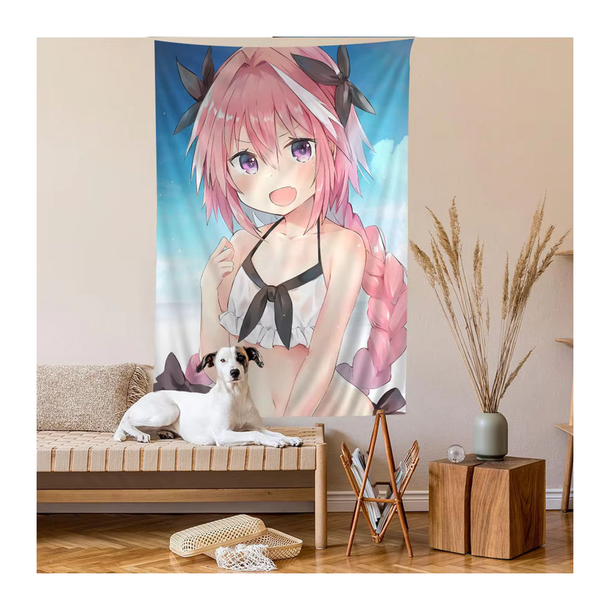 Schicksal Apocrypha Astolfo Anime Wandteppich mit floralem Design im Bohemian-Stil, mehrfarbig - Bild 3